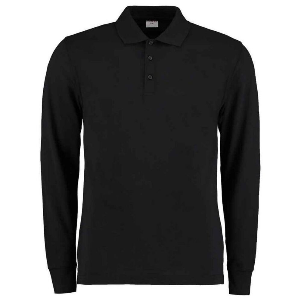 Kustom Kit Mens Pique Long-Sleeved Polo Shirt / Black